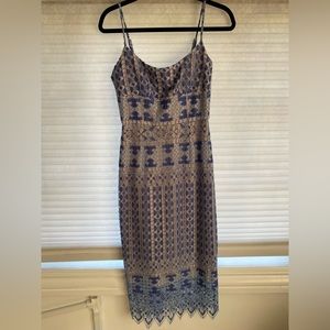 Blue and nude lace midi BCBG dress size 2